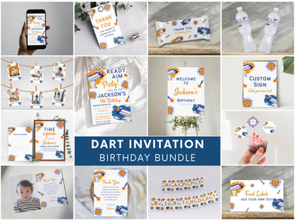 Dart Gun Birthday Party Invitation Bundle, Nerf Birthday Invitation Bundle, Dart Gun Party Pack Boy Birthday Decoration Template Bundle