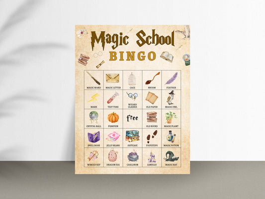 Magic School Bingo, Wizard Birthday Party Game (Instant Download)