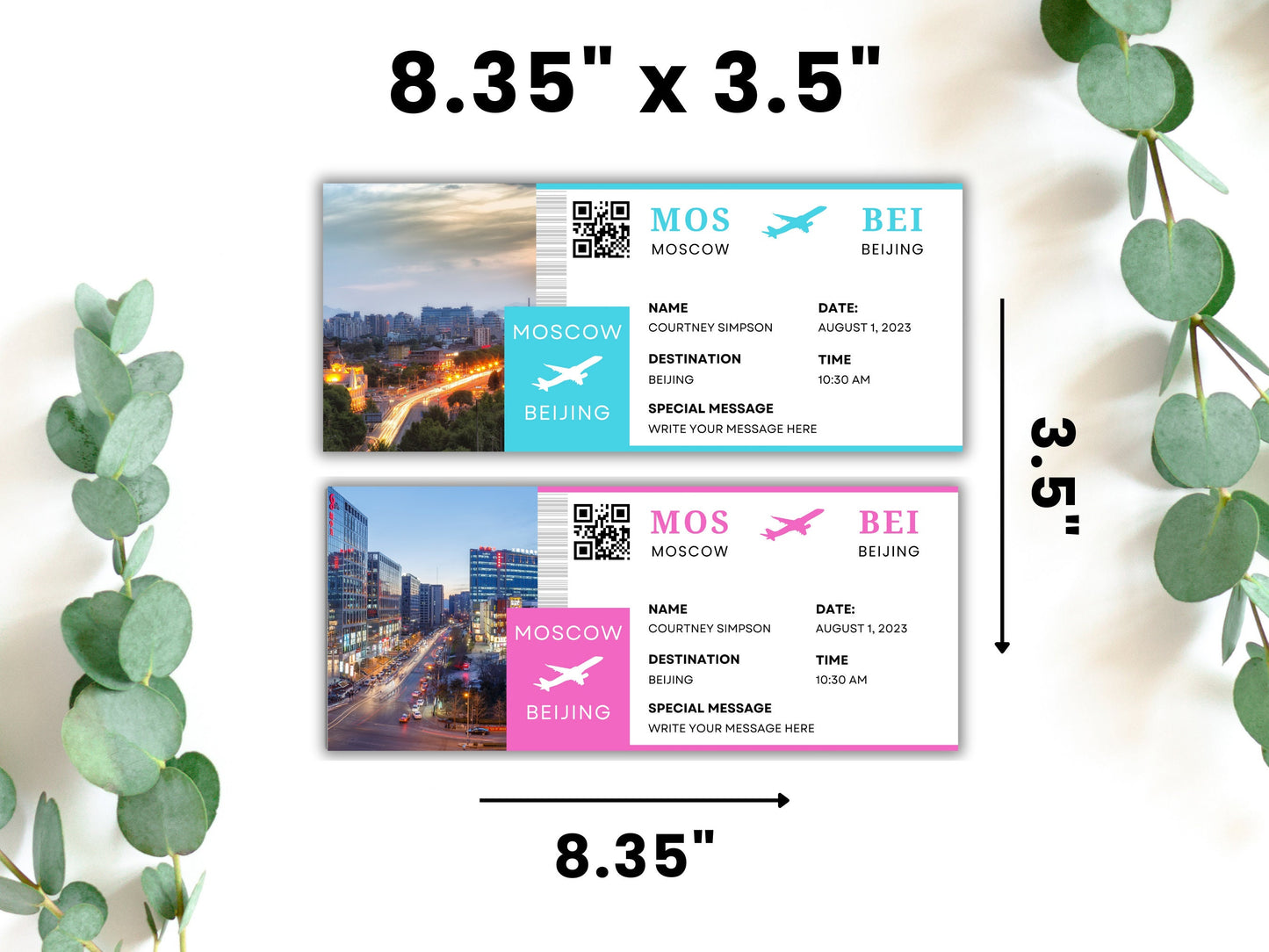 Editable Boarding Pass Template, Surprise Trip Gift (Canva)