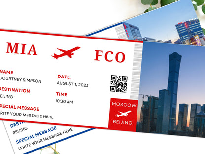 Bearbeitbare Bordkarten-Canva-Vorlage, Überraschungsreisegeschenk (Digitaler Download)