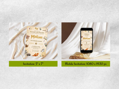 Bearbeitbares Zauberer-Geburtstagsparty-Paket, Einladung zur Zauberschule (Digitaler Download)