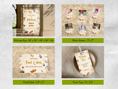 Bearbeitbares Zauberer-Geburtstagsparty-Paket, Einladung zur Zauberschule (Digitaler Download)