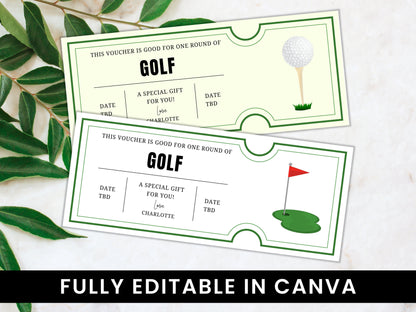 Editable Golf Voucher Template, Printable Surprise Gift (Canva)
