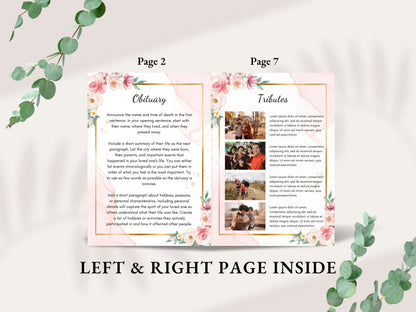 Editable Funeral Program Template, Obituary, Bi-Fold (Canva Template)