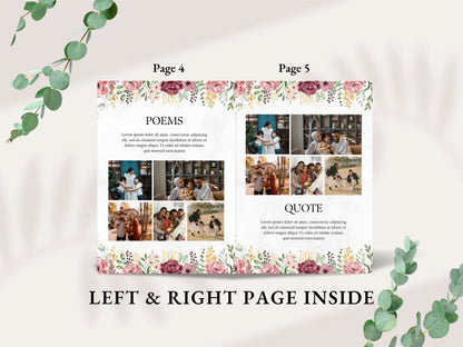 Floral Funeral Program Template, Obituary, Bi-Fold (Editable Canva Template)