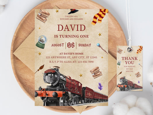Editable Wizard Birthday Invitation, Magic School Party (PDF)