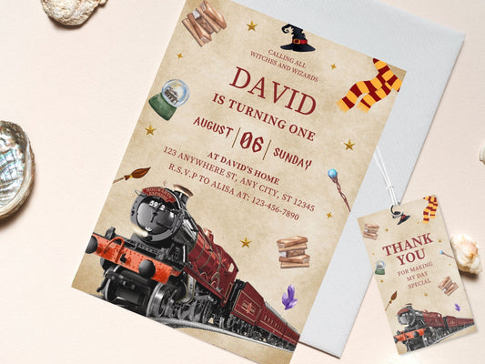 Editable Wizard Birthday Invitation, Magic School Party (PDF)