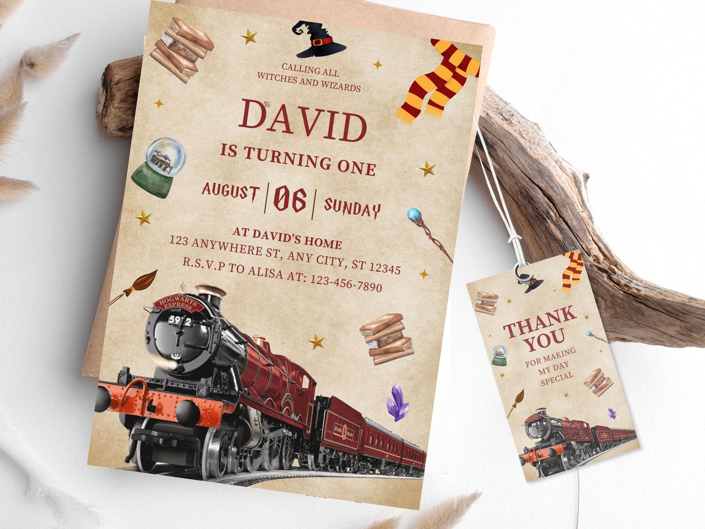 Editable Wizard Birthday Invitation, Magic School Party (PDF)