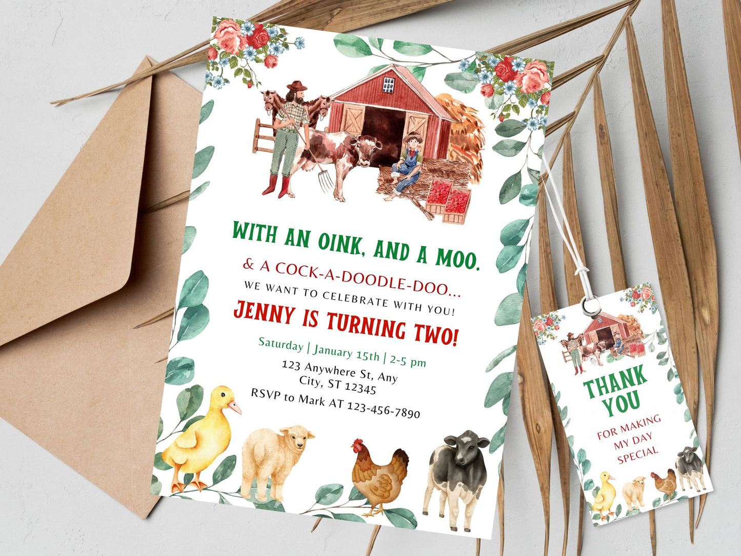 Editable Farm Animals Birthday Invitation Template (PDF)