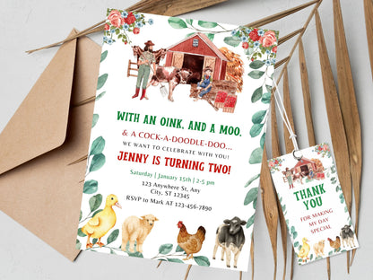 Editable Farm Animals Birthday Invitation Template (PDF)