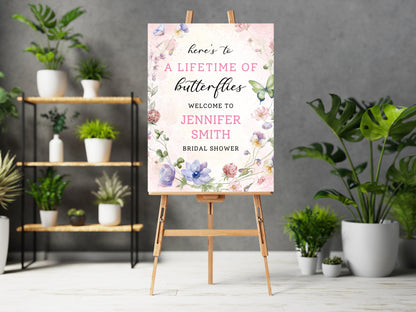 Butterfly Bridal Shower Welcome Sign Template (Digital Download)