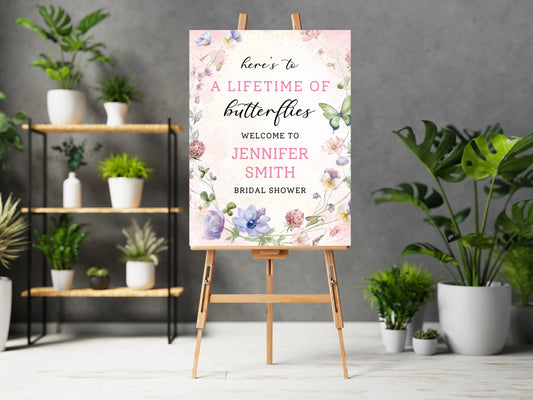 Butterfly Bridal Shower Welcome Sign Template (Digital Download)