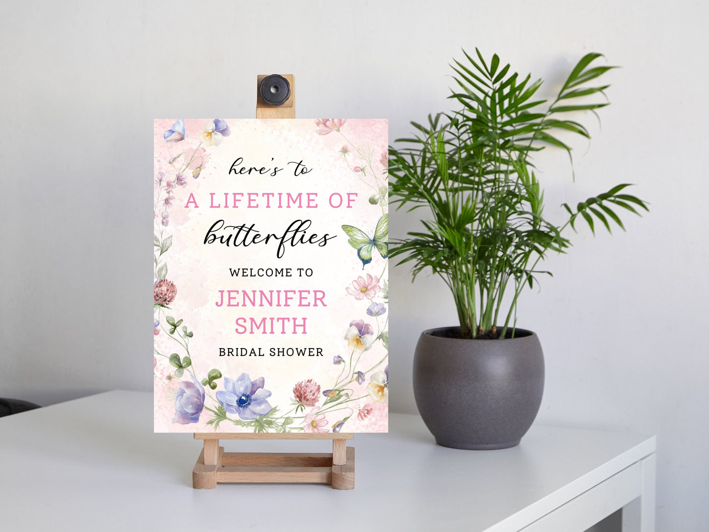 Butterfly Bridal Shower Welcome Sign Template (Digital Download)