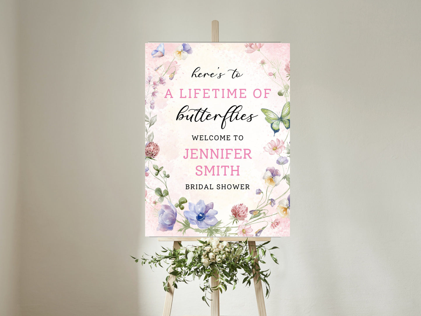 Butterfly Bridal Shower Welcome Sign Template (Digital Download)