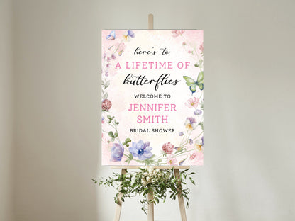 Butterfly Bridal Shower Welcome Sign Template (Digital Download)