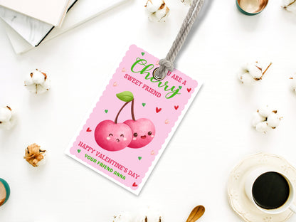Editable Cherry Valentine's Day Tag Template (Digital Download)