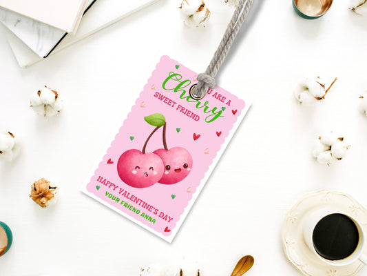 Editable Cherry Valentine's Day Tag Template (Digital Download)