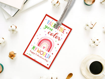 Editable Rainbow Valentine's Day Tag Template (Digital Download)