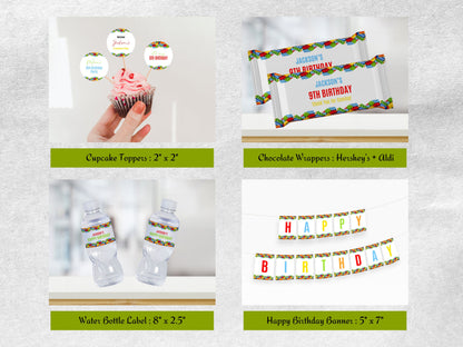 Building Block Birthday Invitation Bundle, Kids Party Decor (Digital Download)