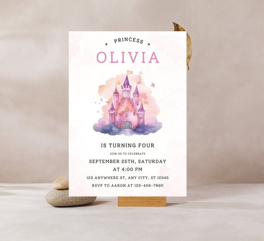 Magische Prinzessinnen-Schloss-Geburtstagseinladung (Digitaler Download)
