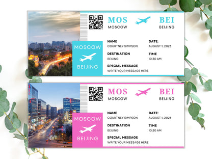 Editable Boarding Pass Template, Surprise Trip Gift (Canva)