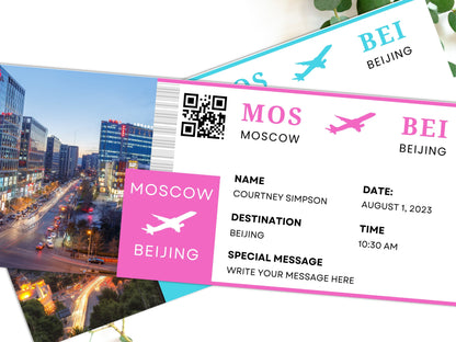 Editable Boarding Pass Template, Surprise Trip Gift (Canva)