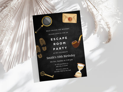 Editable Escape Room Birthday Party Invitation Template (PDF)