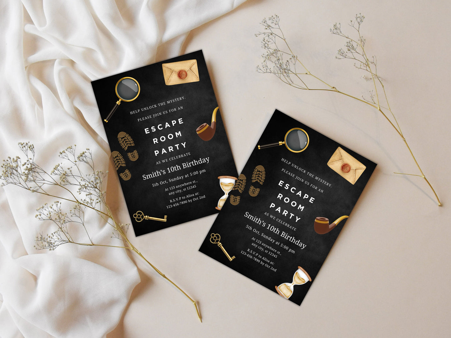 Editable Escape Room Birthday Party Invitation Template (PDF)