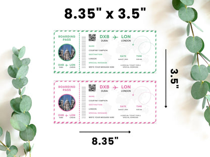 Printable Boarding Pass Template, Surprise Trip Ticket (Canva Editable)