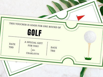 Editable Golf Voucher Template, Printable Surprise Gift (Canva)