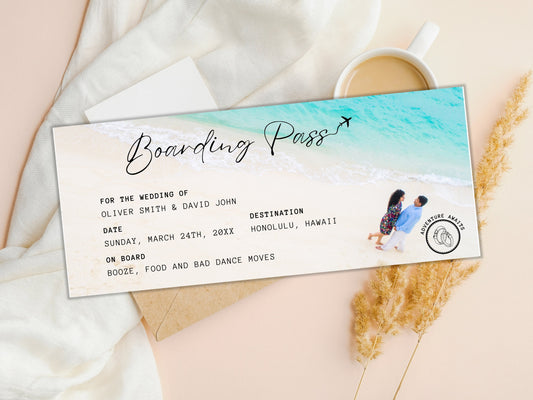 Editable Boarding Pass Template, Surprise Trip Ticket (Canva)