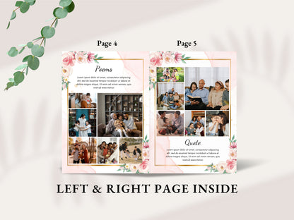 Editable Funeral Program Template, Obituary, Bi-Fold (Canva Template)