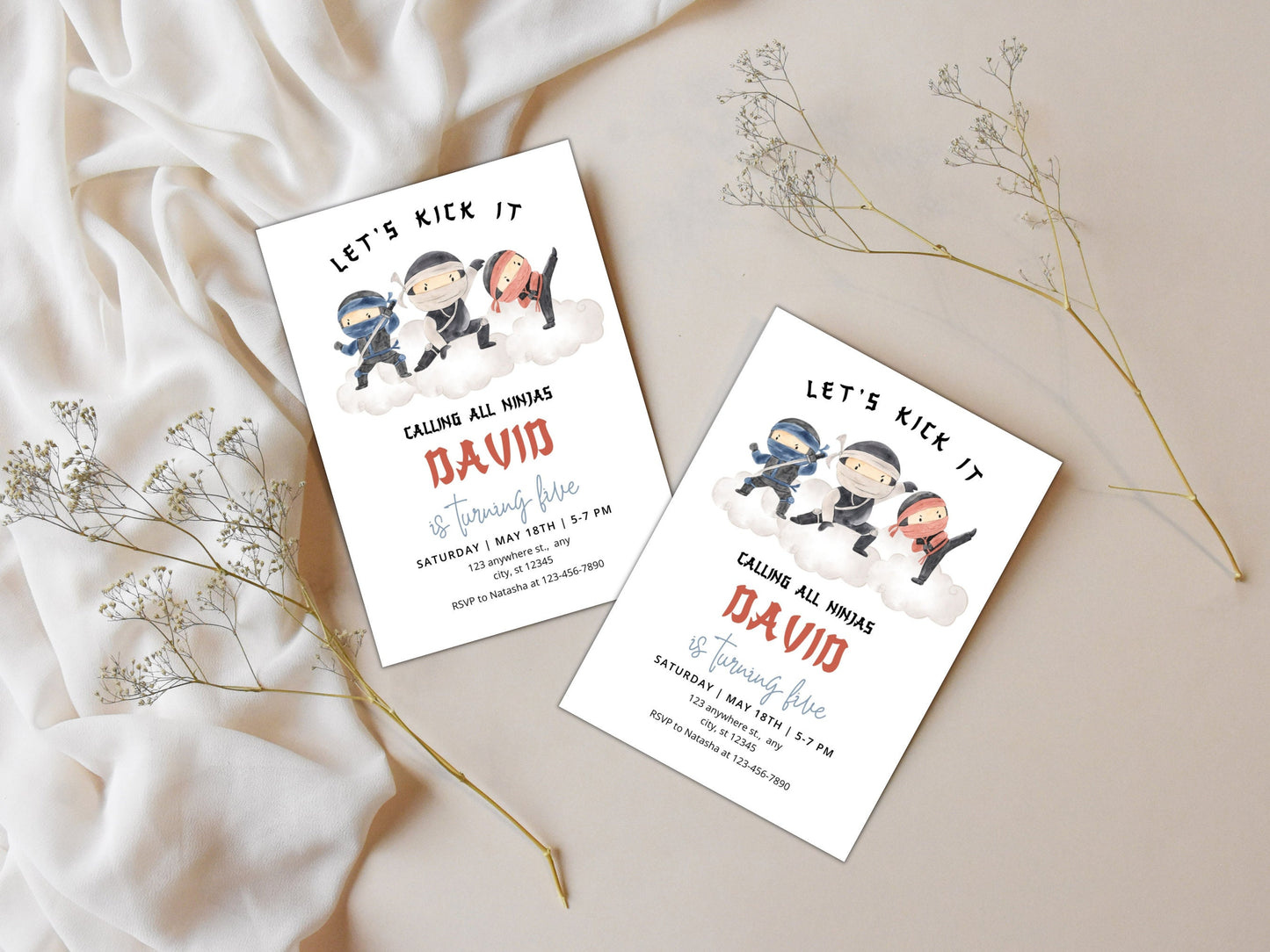 Ninja Birthday Invitation, Editable Karate Party (PDF)