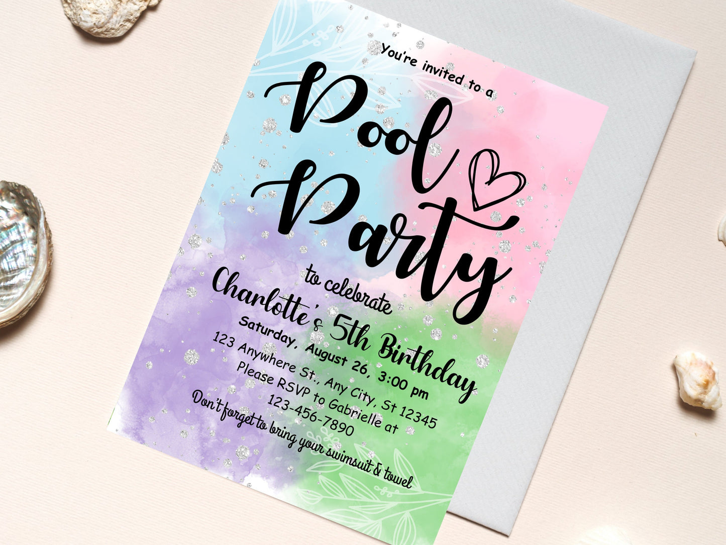 Editable Pool Party Birthday Invitation Template (PDF)