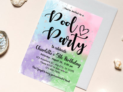 Editable Pool Party Birthday Invitation Template (PDF)