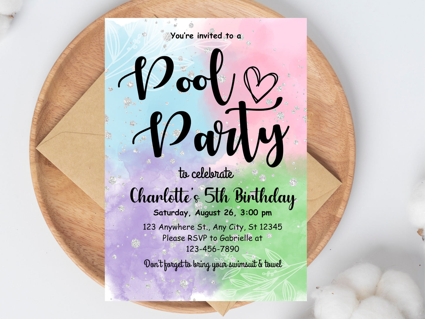 Editable Pool Party Birthday Invitation Template (PDF)