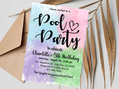 Editable Pool Party Birthday Invitation Template (PDF)
