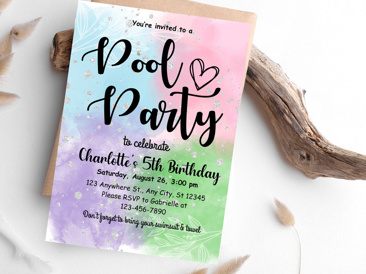 Editable Pool Party Birthday Invitation Template (PDF)