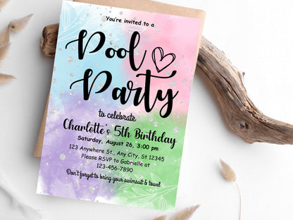 Editable Pool Party Birthday Invitation Template (PDF)