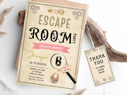 Escape Room Birthday Invitation Template, Customizable Party Invite (Digital Download)