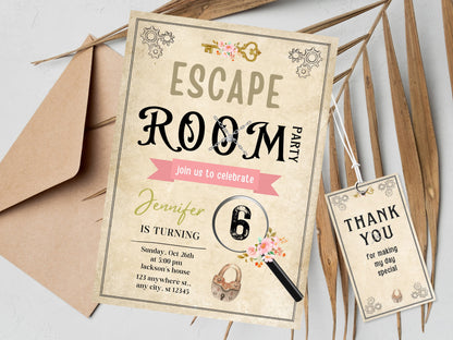 Escape Room Birthday Invitation Template, Customizable Party Invite (Digital Download)