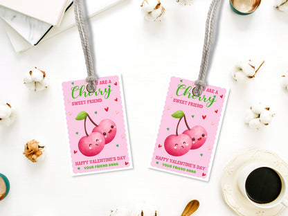 Editable Cherry Valentine's Day Tag Template (Digital Download)