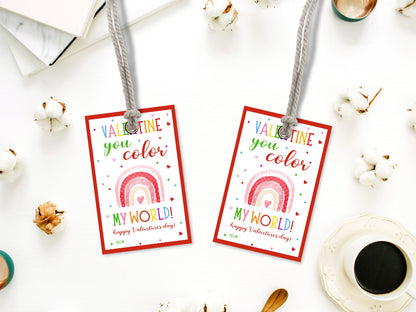 Editable Rainbow Valentine's Day Tag Template (Digital Download)