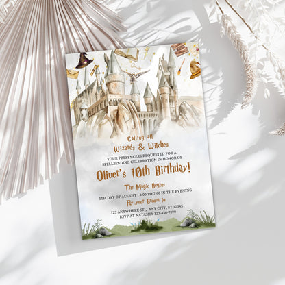 Zauberer-Geburtstagsparty-Paket, Einladung zur Zauberschule (Digitaler Download)