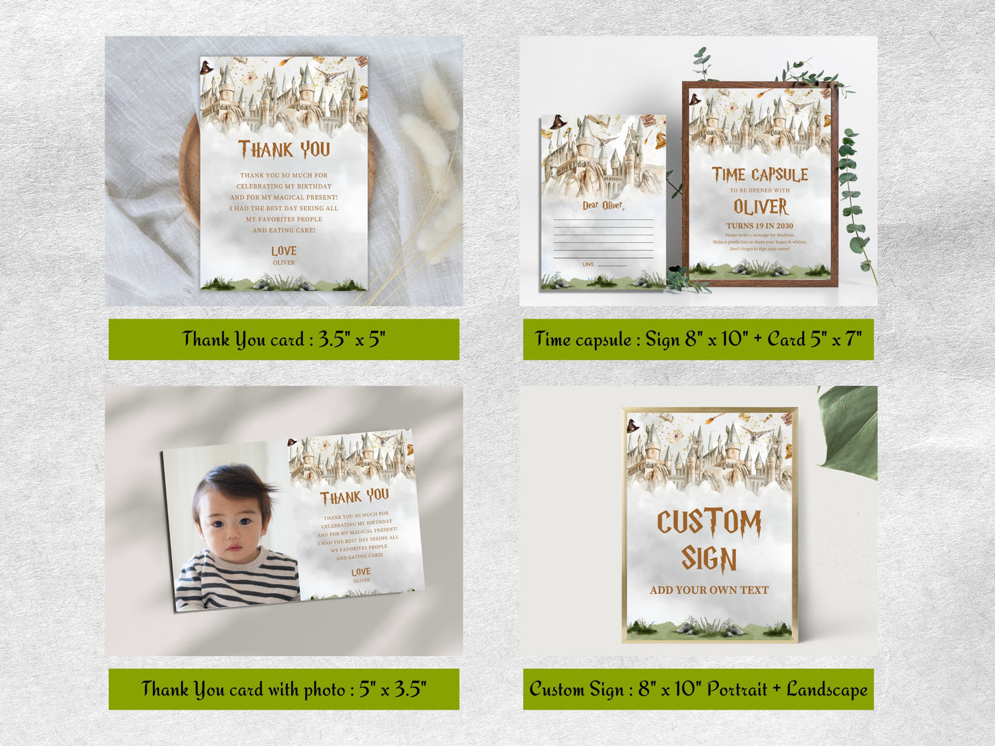 Zauberer-Geburtstagsparty-Set, bearbeitbare Einladung, Dekoration für die Zauberschule (Digitaler Download)