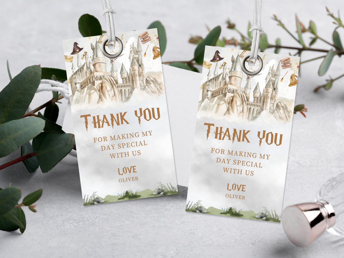 Wizard Birthday Favor Tag, Editable Printable Thank You Label (Instant Download)