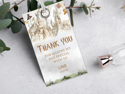 Wizard Birthday Favor Tag, Editable Printable Thank You Label (Instant Download)