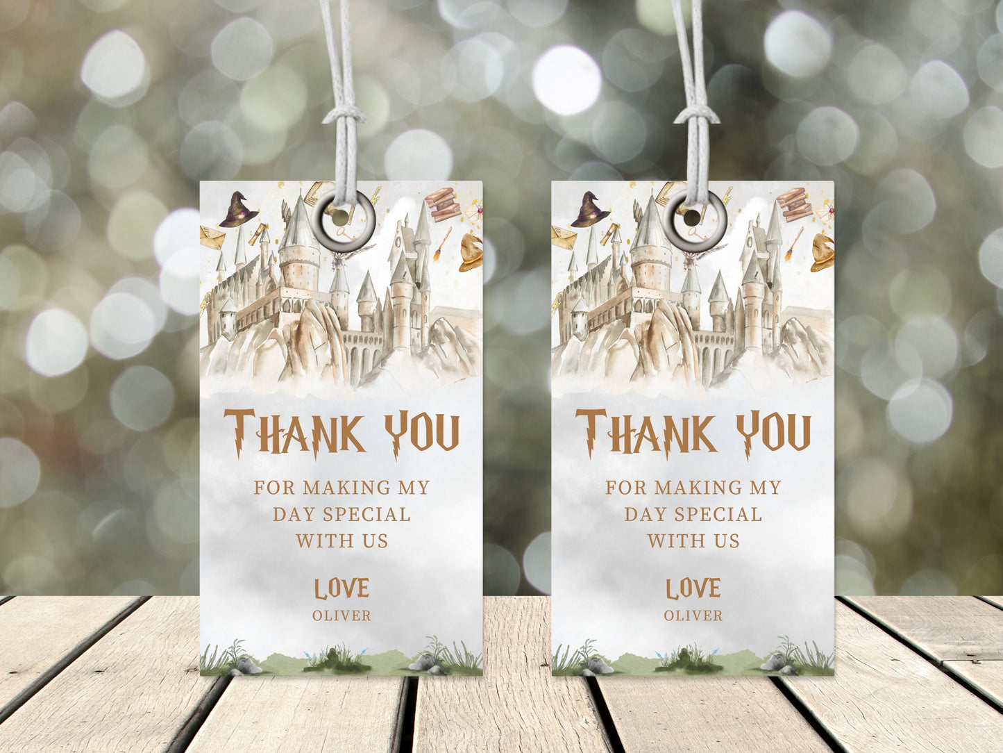 Wizard Birthday Favor Tag, Editable Printable Thank You Label (Instant Download)
