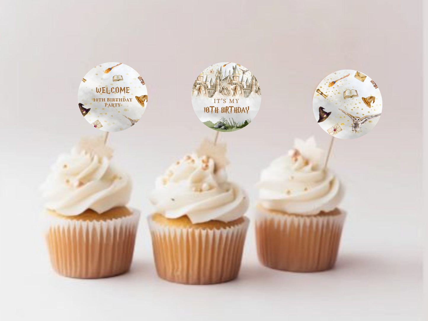 Editable Wizard Cupcake Toppers, Wizard Birthday Party Decor (Digital Download)