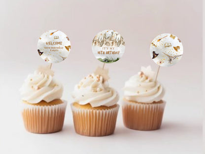 Editable Wizard Cupcake Toppers, Wizard Birthday Party Decor (Digital Download)